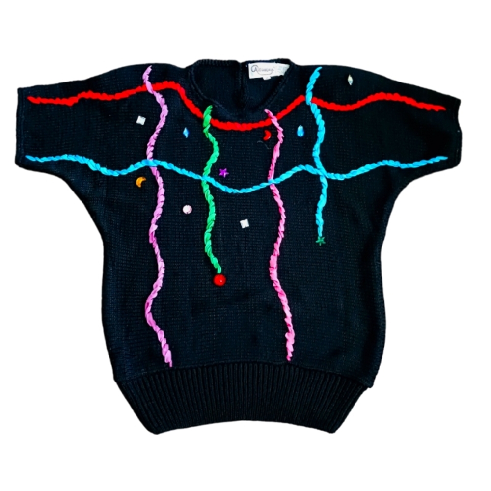 80's Sweater with ribbon and gems
